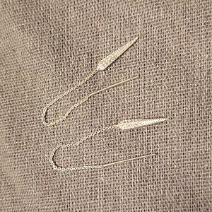 Stella & Dot Minimalist Bar Threader Silver Earrings